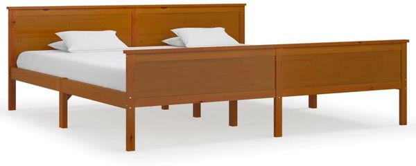 Doppelbett, Betten für Erwachsene, Massivholzbett Honigbraun Kiefernholz 200x200 cm de698