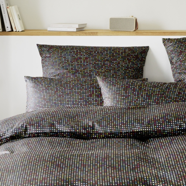 Elegante Mako Satin Bettwäsche Pixie 24535-9 Schwarz Bunt 135x200