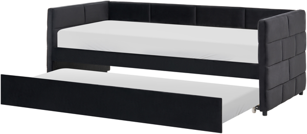 Ausziehbett Samtstoff CHAVONNE 90 x 200 cm Schwarz