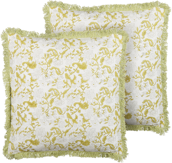 Kissen 2er Set Blumenmuster FILIX Baumwolle 45 x 45 cm Grün