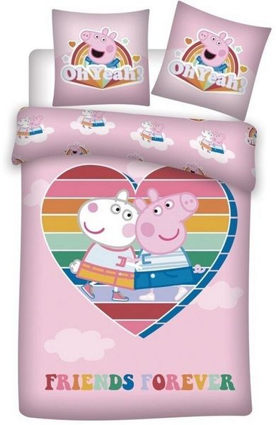 Peppa Pig Bettwäsche Peppa Wutz Kinder Bettwäsche Mikrofaser 2tlg Set, Mcrofaser, 2 teilig, Deckenbezug 135-140x200 cm Kissenbezug: 63X63 cm