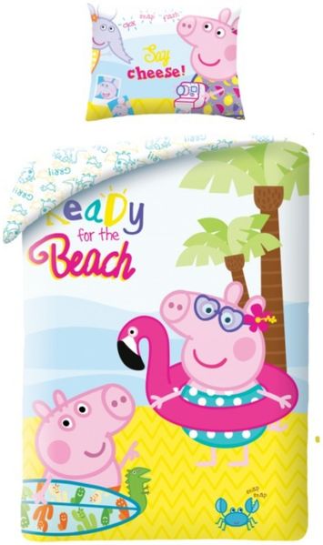 Peppa Pig Bettwäsche Set aus Baumwolle Bettdeckenbezug 140 × 200 cm mit 70 × 90 cm Kissenbezug