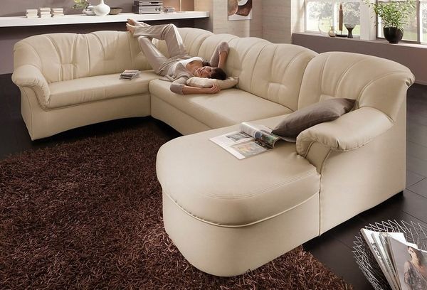 DOMO collection Wohnlandschaft Papenburg, zeitlose Rückensteppung, elegante Formensprache, U-Form, in großer Farbvielfalt, wahlweise mit Bettfunktion