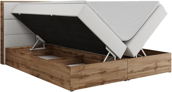 Boxspringbett mit Kopfteil und Topper, Polsterbett - ALBERO 2 - 120 x 200 cm - Weiß Kunstleder - H4 Bild 5