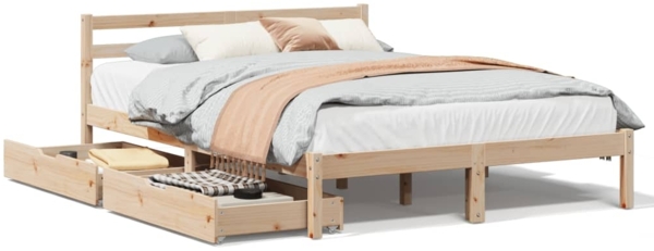 vidaXL Massivholzbett ohne Matratze 140x190 cm Kiefernholz 3301532