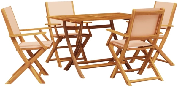 vidaXL 5-tlg. Garten-Essgruppe Stoff und Massivholz Beige 3281703