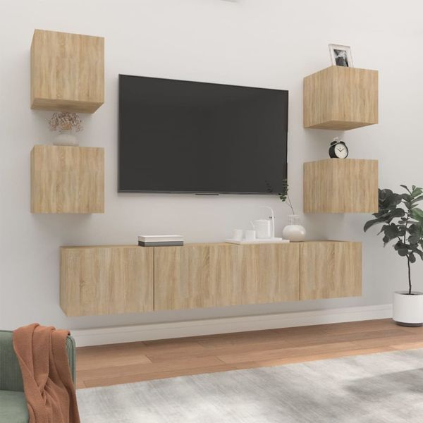 6-tlg. TV-Schrank-Set Sonoma-Eiche Holzwerkstoff [3114256]