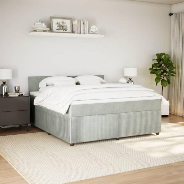 vidaXL Boxspringbett mit Matratze Hellgrau 180x200 cm Samt 3287800 Bild 2
