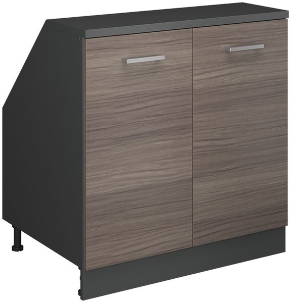 Dachschrägenschrank Rion Edelgrau 80x81.6 cm mit 2 Türen, Schrankkorpus 60 cm Tiefe Vicco
