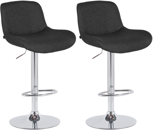 CLP 2er Set Barhocker Solon Chrom höhenverstellbar und drehbar mit Rückenlehne,schwarz Stoff