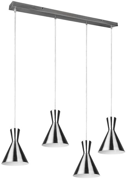 Hängeleuchte, Metall, nickel-matt, 4 Flammig H 150 cm