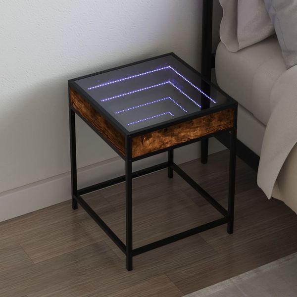 vidaXL Nachttisch mit Infinity-LED Räuchereiche 40x40x51 cm 3284093