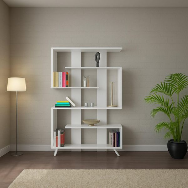 Dmora Regal Gienah 120 x 20 x 162 cm Weiß 5 Böden, Bibliothek