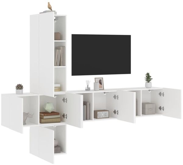 vidaXL 5-tlg. Wohnwand Weiß Holzwerkstoff 3216457