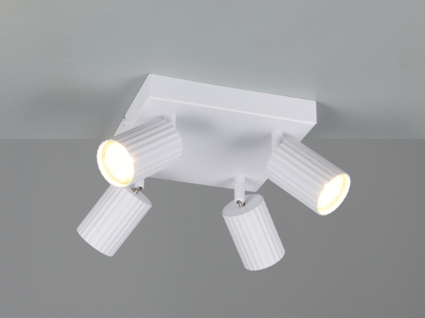 LED Deckenstrahler 4-flammig aus Metall Weiß, Quadrat 20cm