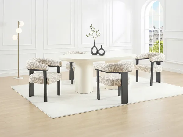Vente-unique - LIVELIA Stuhl Stoff SchwarzSchokoladenbraunBeige - B 60 cm x H 78 cm x L 64 cm