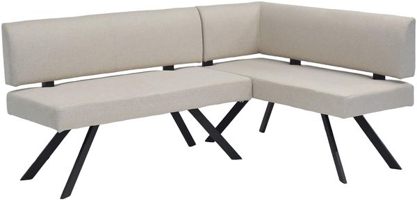 byLIVING Eckbank Toronto, Bezug in Taupe, Gestell in schwarz, L-Form Langer Schenkel Links, Taschenfederkern, Küchenbank, Speisezimmerbank, Maße: B 182, H 85, T 128 cm