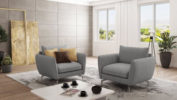 S-Style Möbel Sessel Benita mit Silber Metall Füßen, mit Wellenfederung