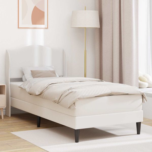 vidaXL Bettrahmen mit Kopfteil Weiß 100x200 cm Kunstleder 3415144