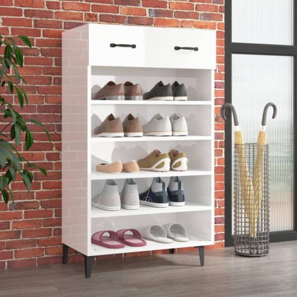 vidaXL Schuhschrank Hochglanz-Weiß 60 x 35 x 105 cm Holzwerkstoff 812795