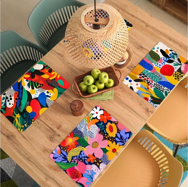 MuchoWow Platzset Bold Art - Modern - Abstrakt, (6-St), Platzsets, Tischset, Abwaschbar, Tischsets, Platzdeckchen