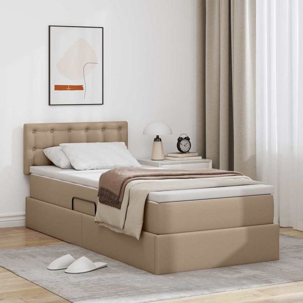 vidaXL Bett mit Stauraum und LED Cappuccino 100x200 cm Kunstleder 3371020
