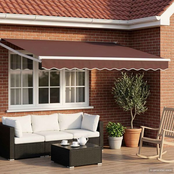 vidaXL Manuelle Gelenkarmmarkise mit LEDs Braun und Weiß 3 x 2 m 3419195