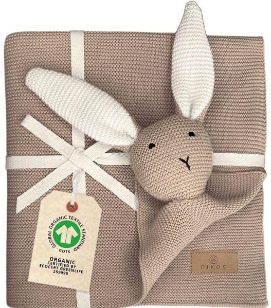 Babydecke DIKOS® Babydecke SCHMUSE-HASE Baby Geschenk Mädchen Junge Geschenkset, DIKOS, Geschenk zur Geburt, PREMIUM Qualität, 100 % BIO Baumwolle, nachhaltig