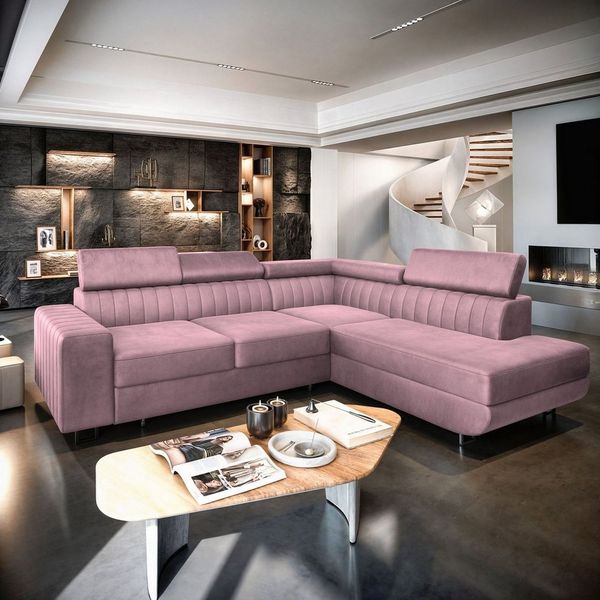 Masseno Ecksofa NOLA mit Schlaffunktion L-Form, Sofa mit Bettkasten