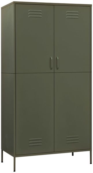 vidaXL Kleiderschrank, Stahl, Olivgrün, 90 x 50 x 180 cm Bild 2