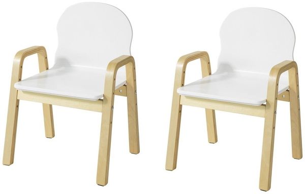 SoBuy KMB24-Wx2 2er Set Kinderstühle, MDF, Lackiert, Weiß, 40 x 53 x 32 cm