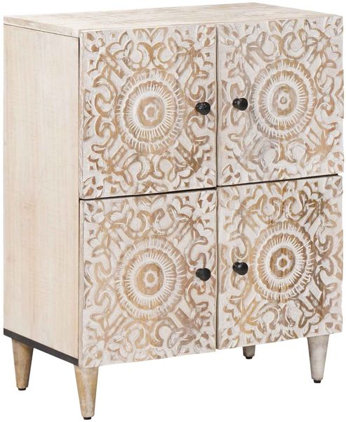 vidaXL Sideboard mit Speicher Weiß 60 x 33,5 x 75 cm Massivholz Mango 4018394