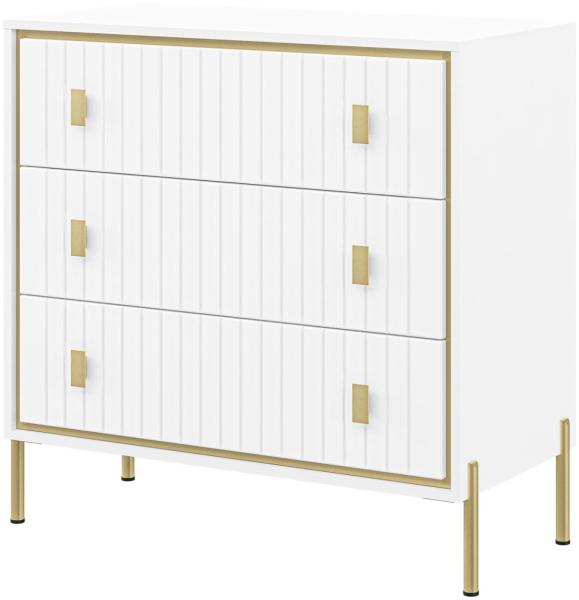 Kommode Schubladenkommode Luxor 94x45x90cm polarweiß Hochglanz Gold