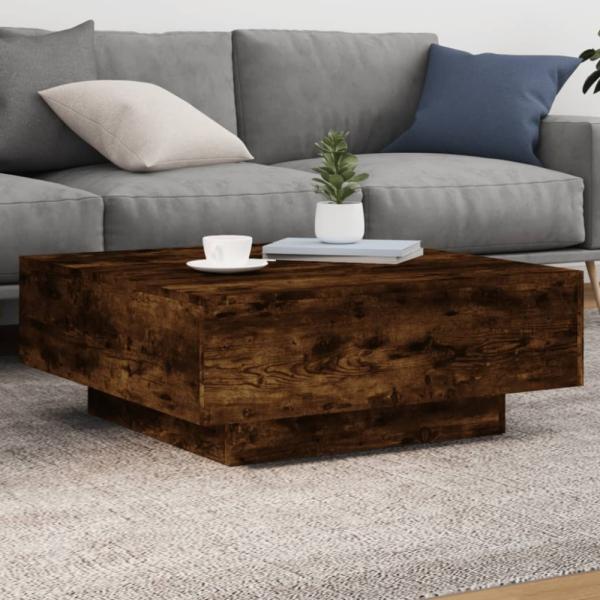 vidaXL Couchtisch mit LED-Leuchten Räuchereiche 80x80x31 cm 836592