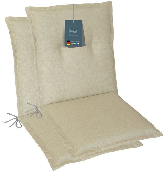 LILENO HOME Polsterauflage Niedriglehner, bequeme Sitzauflage für Gartenstühle, Stuhlkissen, (2 St, 2er Set), Gartenstuhl Auflage Beige, Sitzpolster waschbar