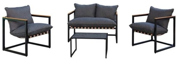 HTI-Living Gartenlounge-Set Terrassenmöbel Loungeset Cirella, (Set, 4-tlg, 1x Zweisitzer, 2x Stuhl, 1x Tisch, inkl. Kissen), Loungemöbel Tisch und 2 Stühle Bild 2