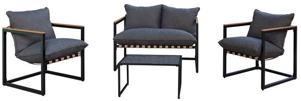 HTI-Living Gartenlounge-Set Terrassenmöbel Loungeset Cirella, (Set, 4-tlg, 1x Zweisitzer, 2x Stuhl, 1x Tisch, inkl. Kissen), Loungemöbel Tisch und 2 Stühle Bild 3
