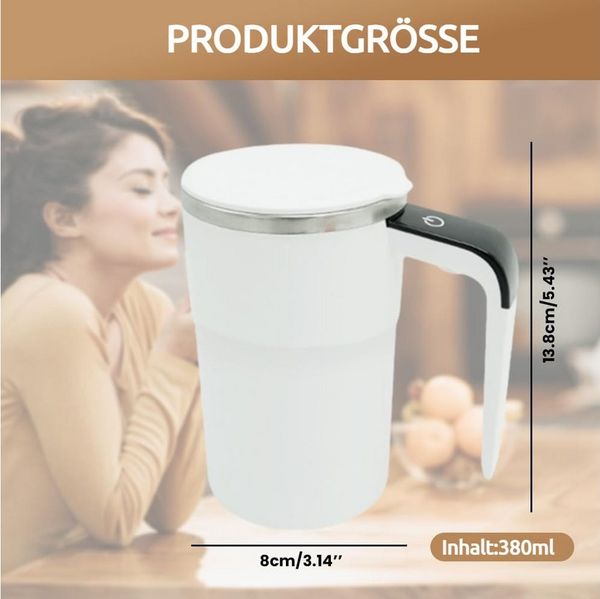 VIVIHEYDAY Tasse Selbstrührende Tasse 380ml mit Temperaturanzeige, Automatischer, Magnetischer Rührbecher aus Edelstahl, Elektrischer Kaffeebecher