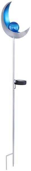 LED Solar Steckleuchte, Mond, silber, blau H 90 cm