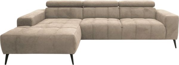 DOMO collection Ecksofa Trento L-Form, mit Kufenfuß oder Einzelfuß, wahlweise mit Kopfteilverstellung, Recamiere links/rechts bestellbar