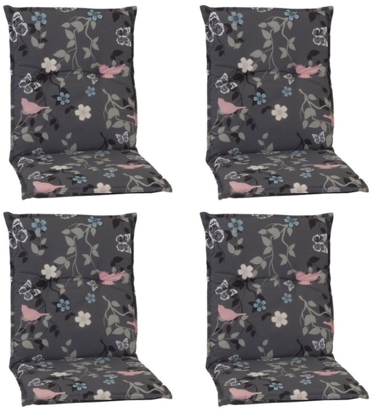 NYVI Sitzauflage Niedriglehner Auflagen 4er Set Barcelona Gartenstuhlauflagen 100x50cm, (4 St), Niederlehner Stuhlauflage Sitzauflage mit Halteband Blumen Floral