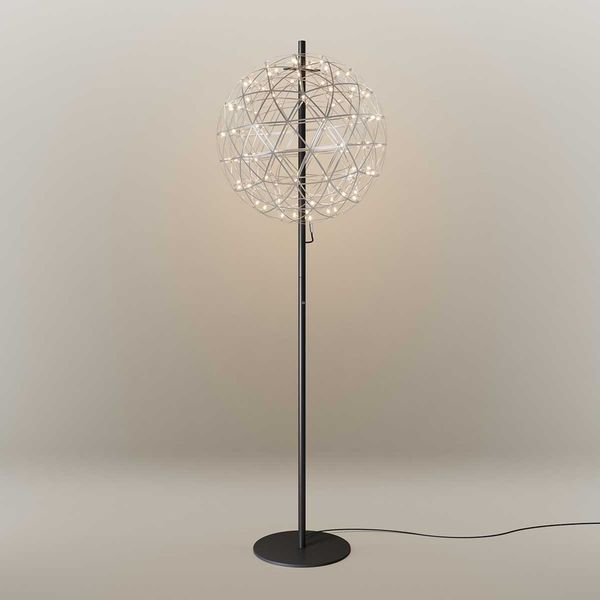s.luce Atom LED-Stehleuchte aus Metall mit Touchdimmer Chrom, Schwarz Ø 70cm
