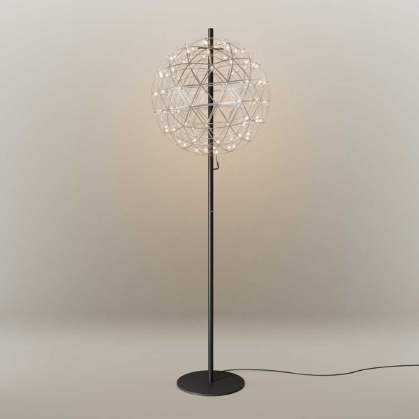 s.luce Atom LED-Stehleuchte aus Metall mit Touchdimmer Chrom, Schwarz Ø 70cm