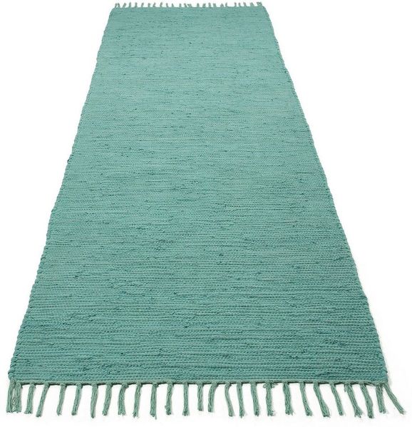 carpetfine Teppich Kelim Chindi uni, auch als Läufer, rechteckig, Höhe: 5 mm, Wendeteppich, reine Baumwolle, handgewebt, Uni-Farben, mit Fransen