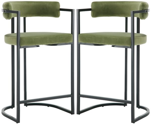 WAHSON OFFICE CHAIRS Barhocker 2er Set, Samt Küchenhocker Barstühle mit schwarzen Metallbeinen (2 St)
