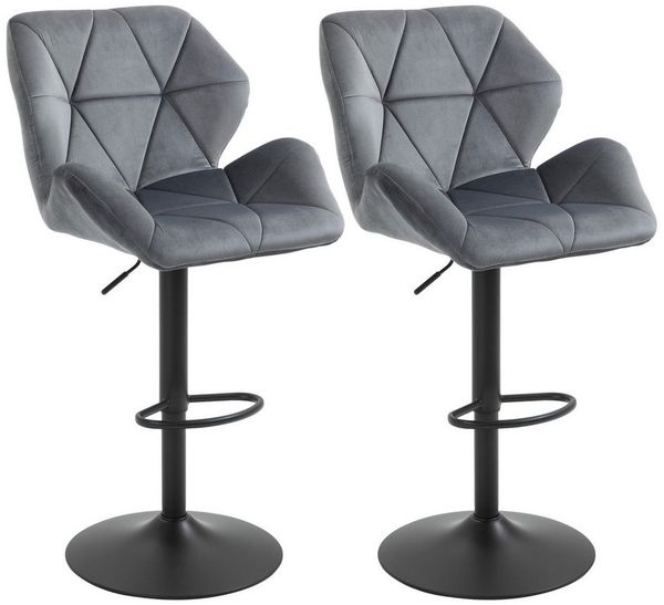 HOMCOM Barhocker 360° Drehbar, höhenverstellbar (Barstühle, 2 St, Tresenhocker), für Wohnzimmer, Esszimmer, Grau