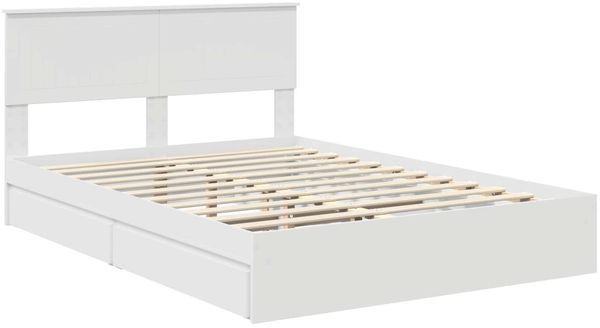 vidaXL Aufbewahrungsbett mit Kopfteil Weiß 140 x 200 cm Holzwerkstoff 3410791 Bild 4
