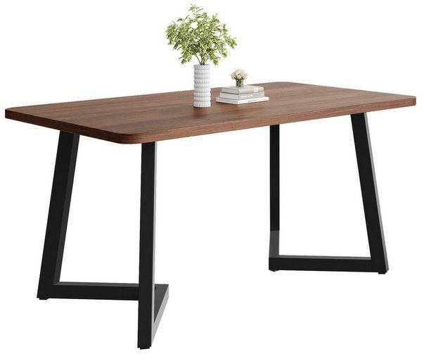 Flieks Esstisch (117*68*75 cm, 1-St, nur Tisch), rechteckig Küchentisch Schreibtisch Walnussholzmaserung, Metallbeine