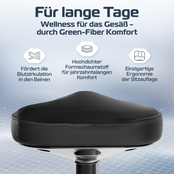 CLOUVOU Nexus, ergonomischer Sitzhocker, stufenlos höhenverstellbar, Anti-Rutsch-Standfuß, Schwarz Bild 4