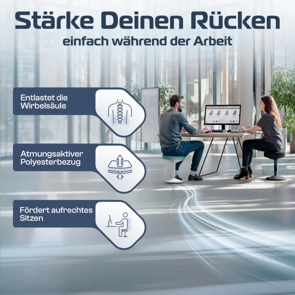 CLOUVOU Nexus, ergonomischer Sitzhocker, stufenlos höhenverstellbar, Anti-Rutsch-Standfuß, Schwarz Bild 5